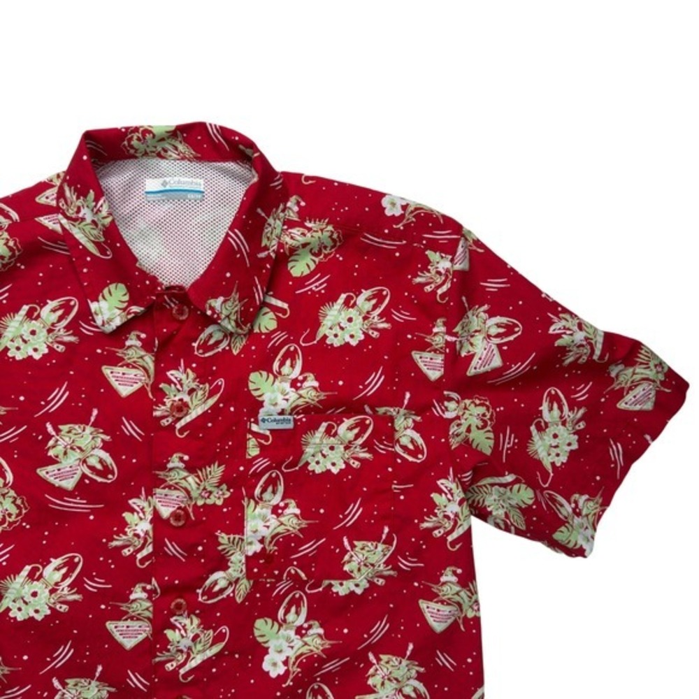 Columbia PFG Christmas Men's XS Red Marlin‎ Ornaments Holiday Shirt